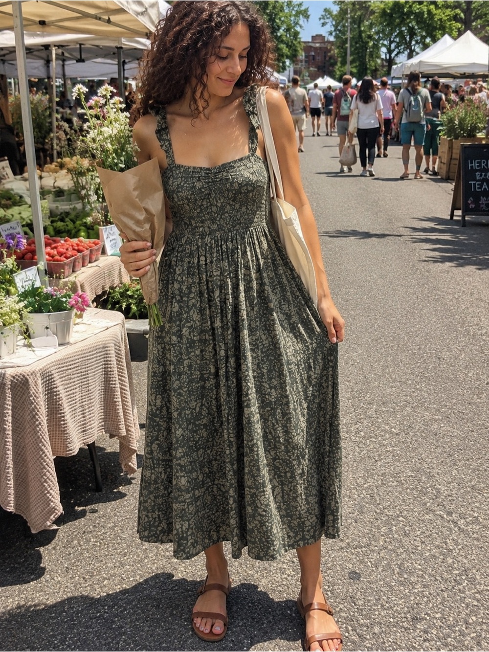 George Smocked Floral Maxi Dress | Size Small